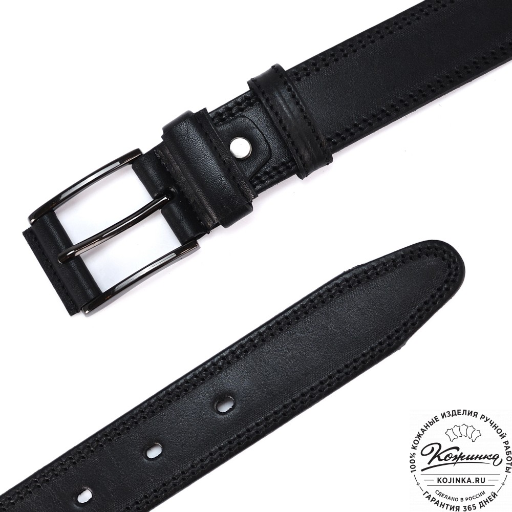 Кожаный мужской ремень "Остин" (чёрный)